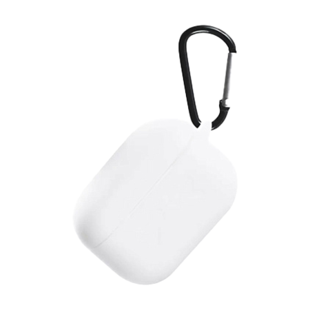 Чехол для Airpods Pro 2 Gurdini прорезиненный soft touch c карабином Белый