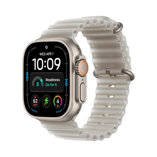 Apple Watch Ultra 4 Natural Titanium Case with Gray Ocean Band