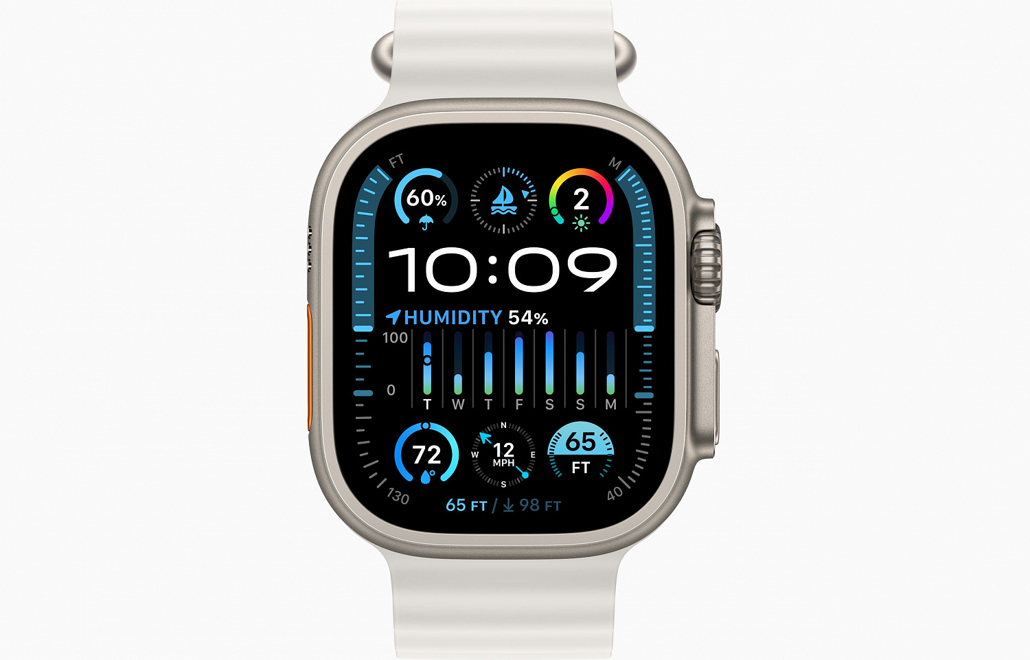 Apple Watch Ultra 2 Titanium Case with White Ocean Band