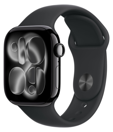Apple Watch S11, 46 mm, корпус из алюминия цвета «чёрный оникс», спортивный ремешок черного цвета