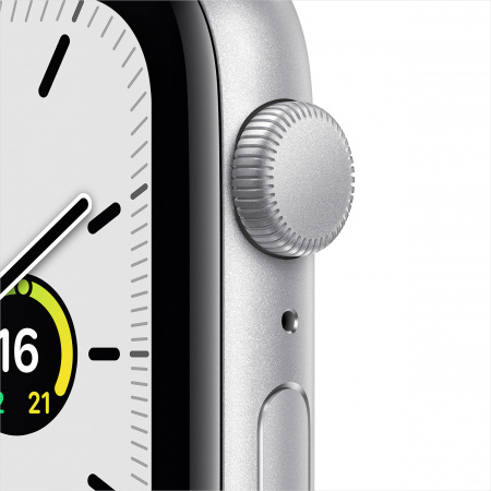 Apple Watch SE (2-nd gen), 44 mm, Корпус из алюминия серебристого цвета, спортивный ремешок белый
