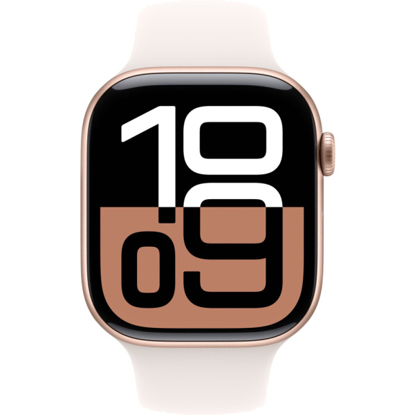 Apple Watch S10, 42 mm, корпус из алюминия цвета розовое золото, спортивный ремешок бежевого цвета Apple Watch S10, 42 mm, корпус из алюминия цвета розовое золото, спортивный ремешок бежевого цвета