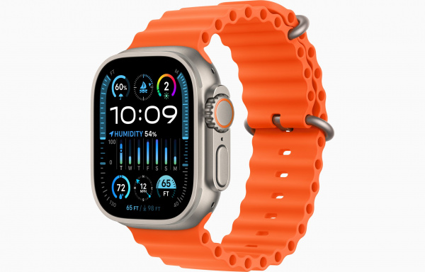 Apple Watch Ultra 2 Titanium Case with Orange Ocean Band Apple Watch Ultra 2 Titanium Case with Orange Ocean Band