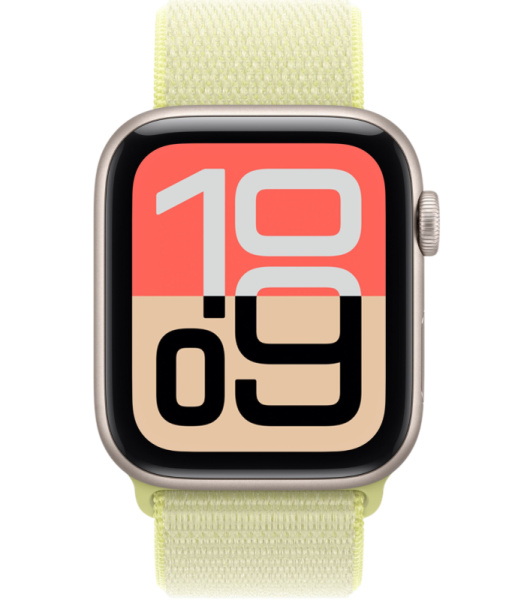 Apple Watch SE 3, 40 mm, Корпус из алюминия цвета «сияющая звезда», нейлоновый ремешок желтого цвета