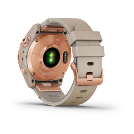 Умные часы Garmin Fenix 7S Sapphire Solar титановый цвета розовое золото с песчаным кожаным ремешком