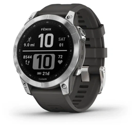 Умные часы Garmin Fenix 7 47 мм Wi-Fi, серебристый/черный