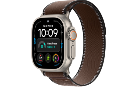 Apple Watch Ultra 4 NaturalTitanium Case with Dark Umber Trail Loop S/M