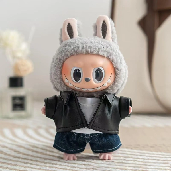 Одежда Labubu куртка кожаная с джинсами