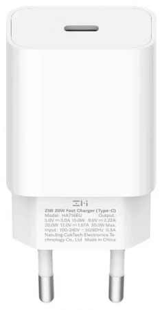 Адаптер питания Xiaomi ZMI Type-C Power Adapter PD 20W EU White HA716 Адаптер питания Xiaomi ZMI Type-C Power Adapter PD 20W EU White HA716