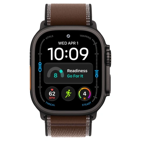 Apple Watch Ultra 4 Natural Titanium Case with Dark Umber Trail Loop M/L