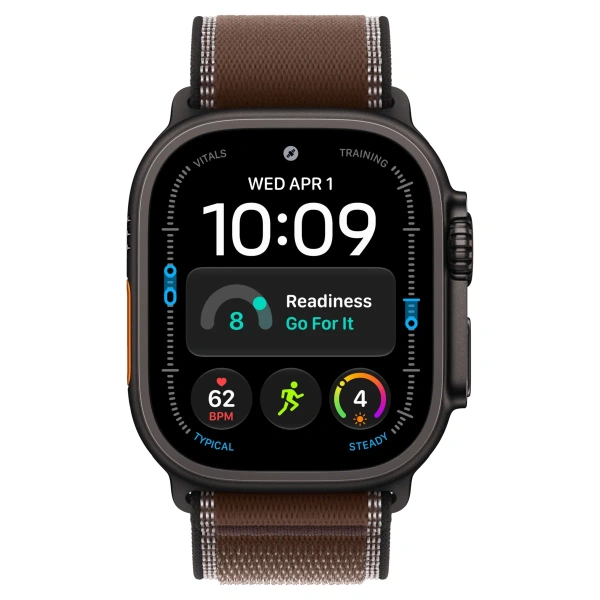 Apple Watch Ultra 4 Natural Titanium Case with Dark Umber Trail Loop M/L