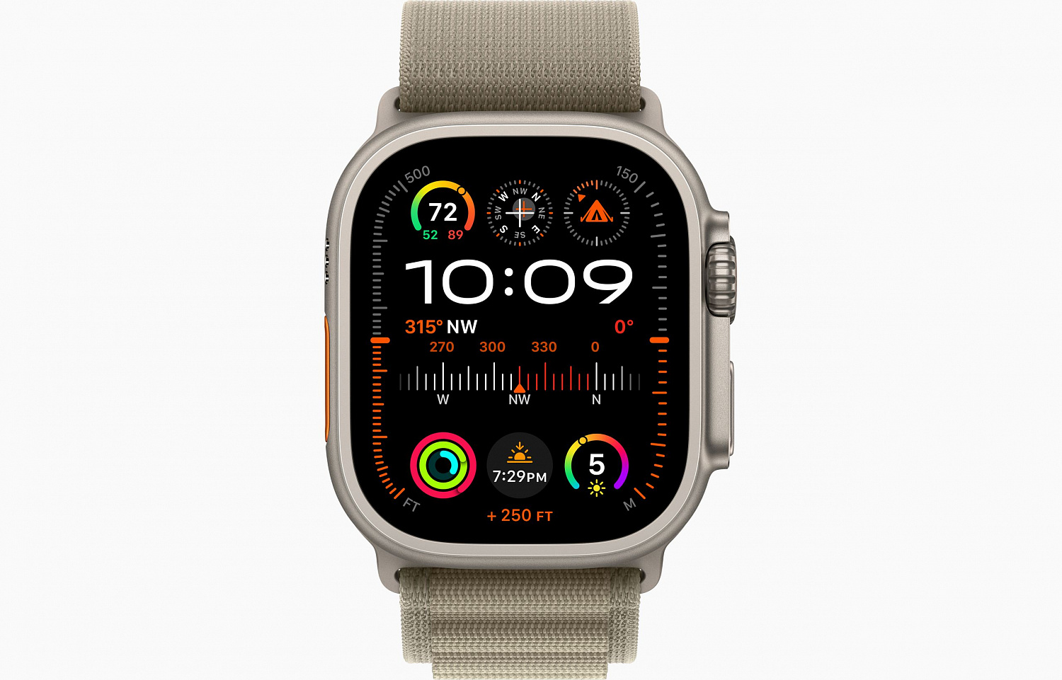 Apple Watch Ultra 2 Titanium Case with Olive Alpine Loop Small